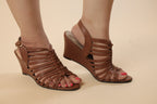 Brown Strappy Woven Heeled Sandals
