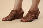 Brown Strappy Woven Heeled Sandals