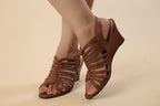 Brown Strappy Woven Heeled Sandals