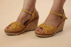 Mustard Yellow Espadrille Wedge Sandals