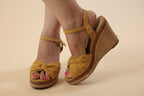 Mustard Yellow Espadrille Wedge Sandals