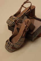 Vintage Check Block Heels