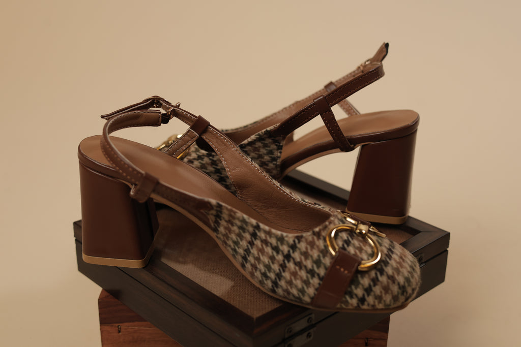 Vintage Check Block Heels