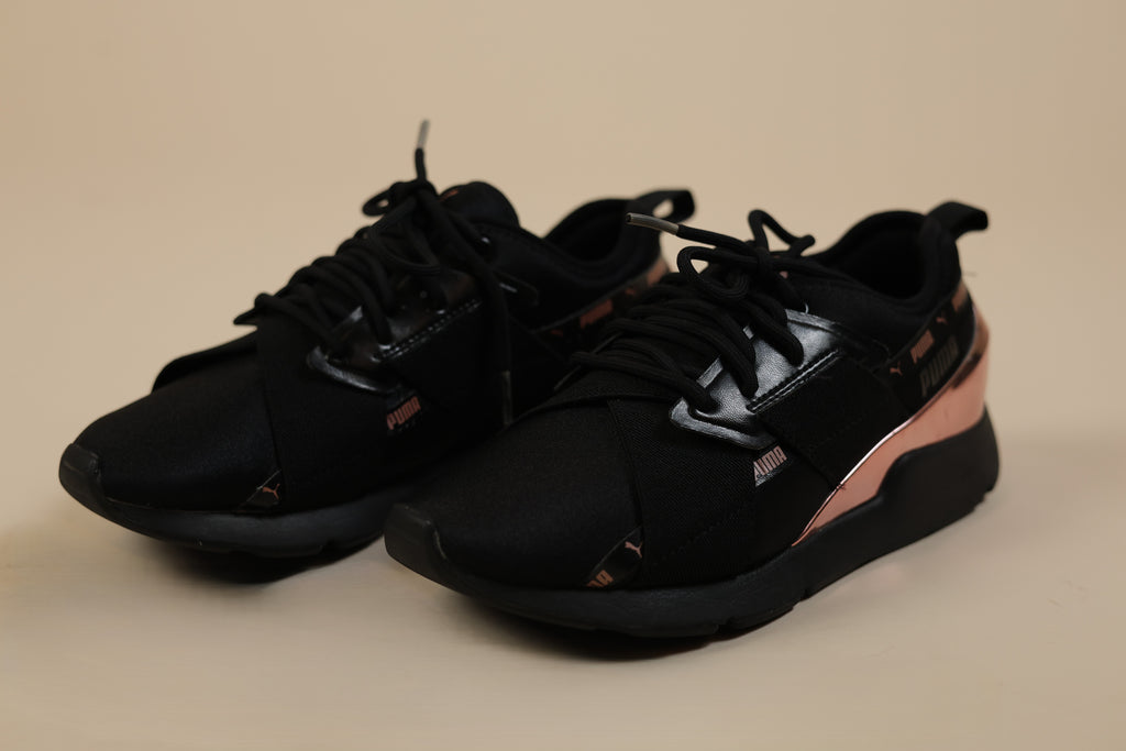 Women's Black and Rose Gold Running/Training Shoes