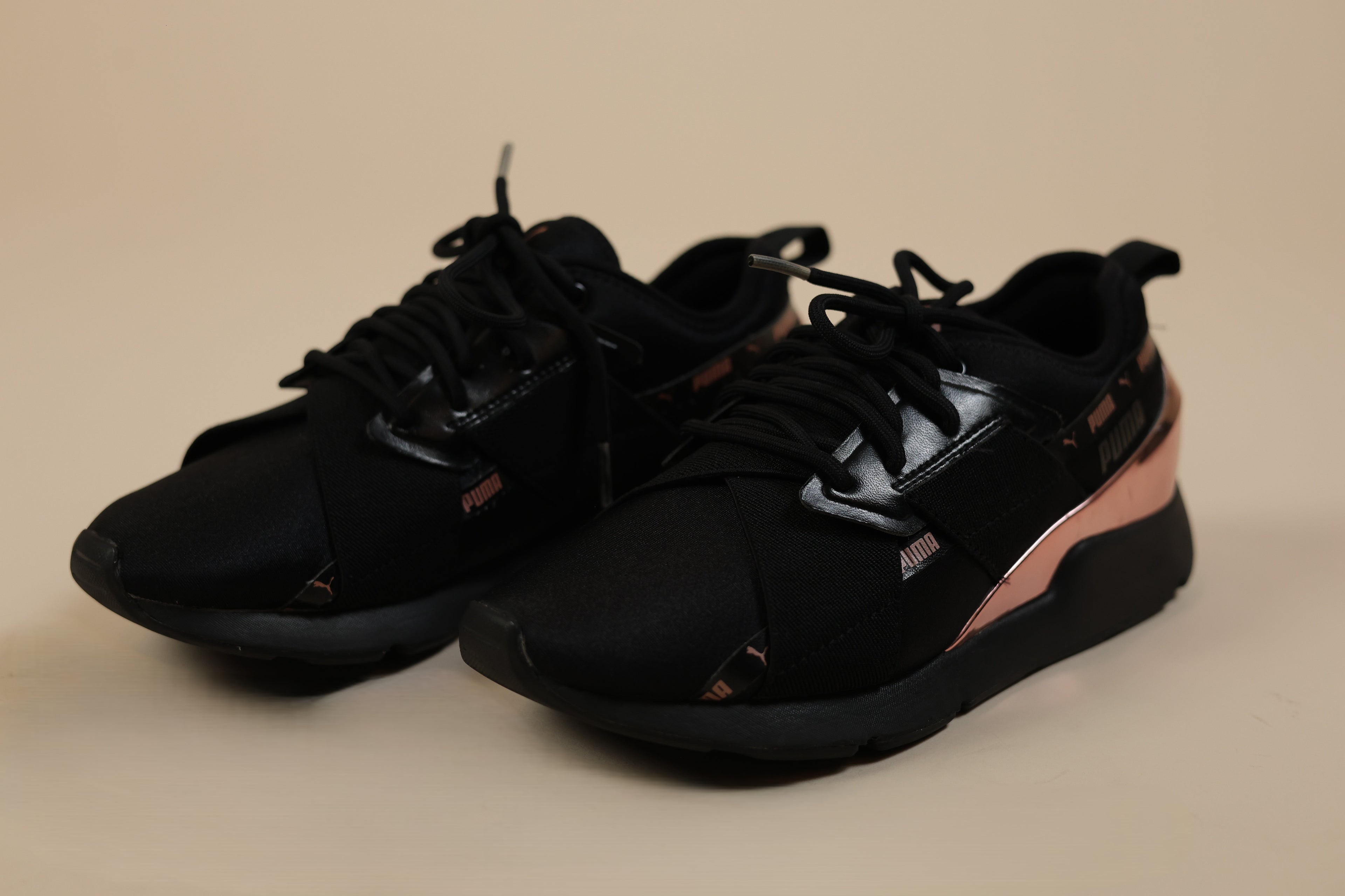 Women's Black and Rose Gold Running/Training Shoes