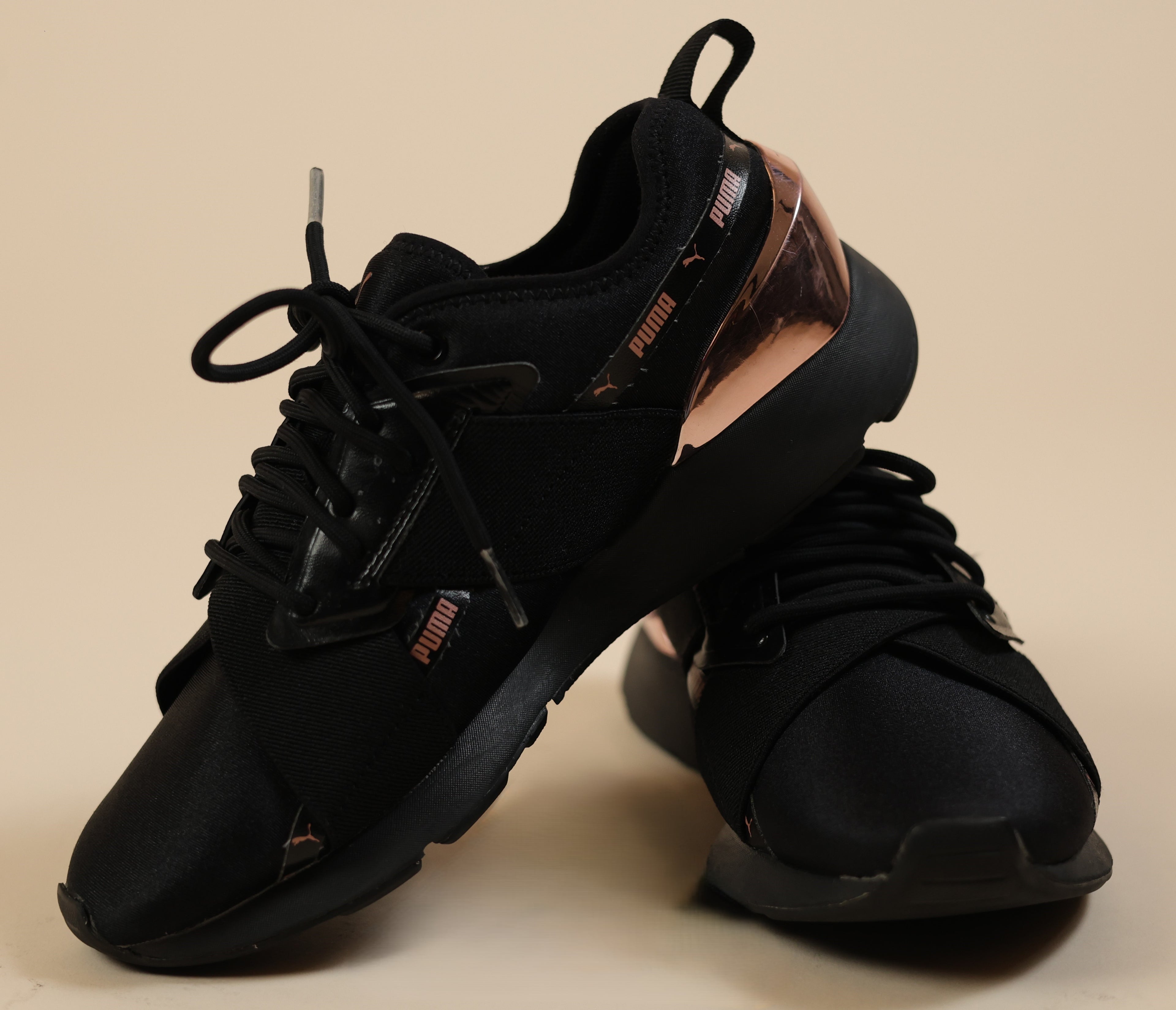 Women's Black and Rose Gold Running/Training Shoes