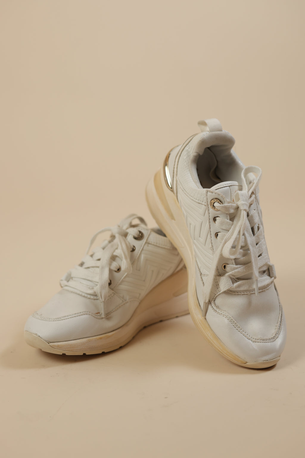Neutral Tone Lace-Up Fashion Sneakers
