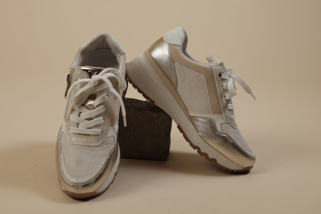 White Gold Chunky Sneakers