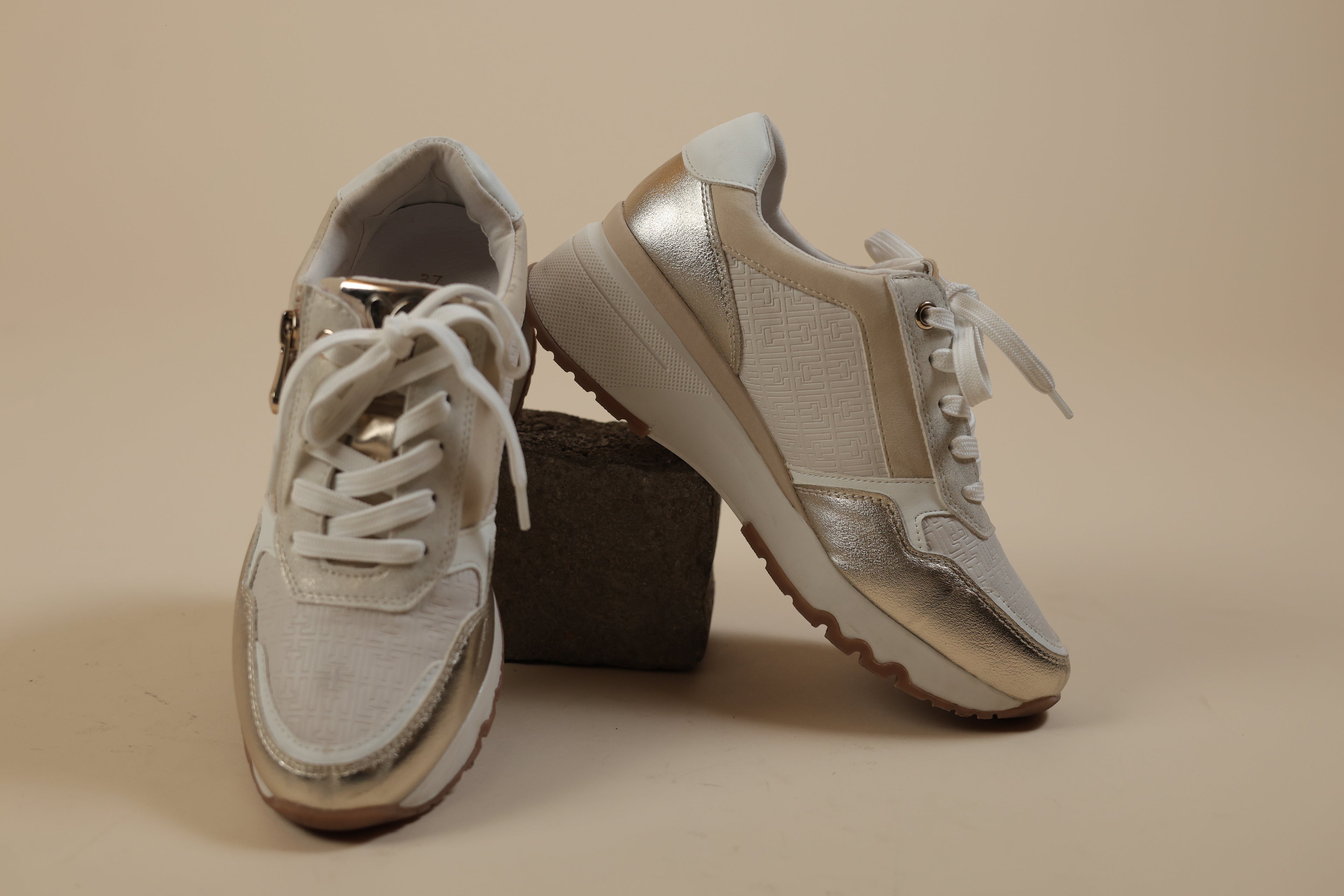 White Gold Chunky Sneakers