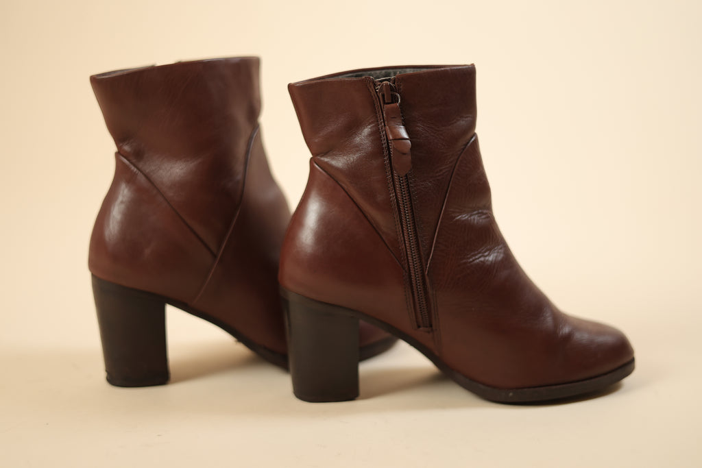 Versatile Brown Block Heel Booties