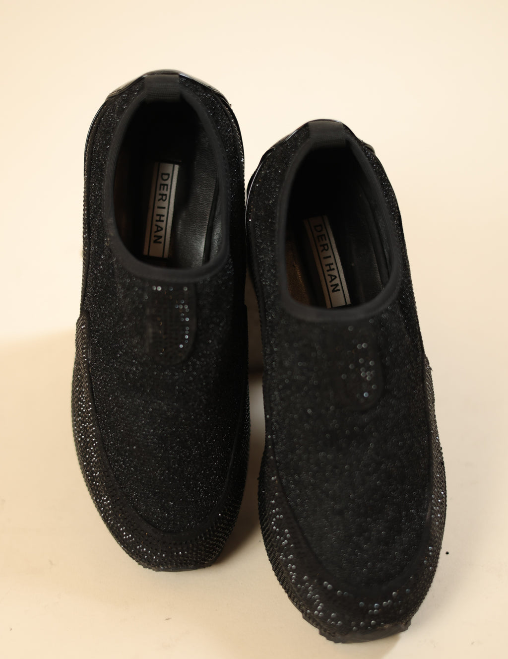 Women's Black Glitter Slip-On Loafers