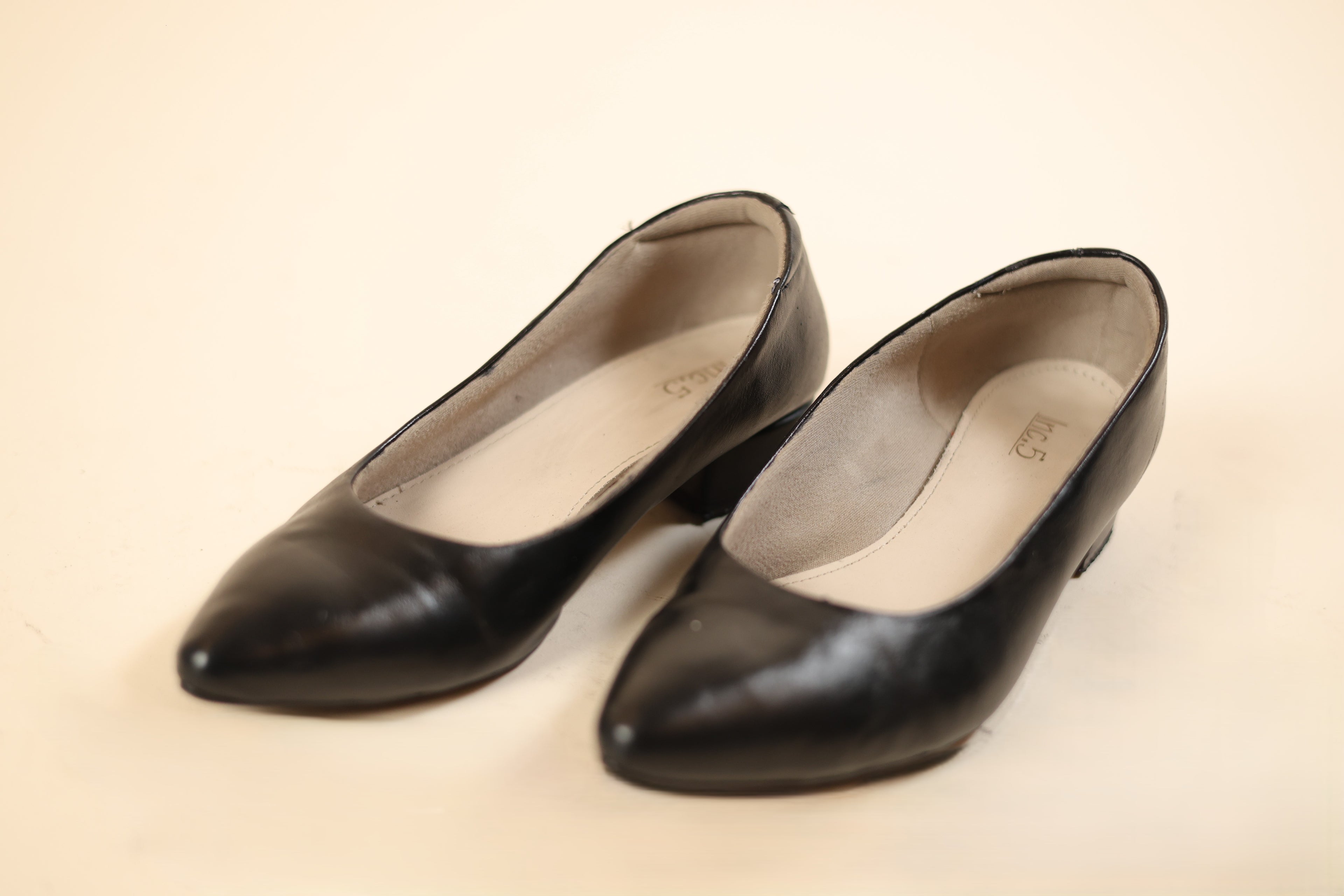 Black Pointed Low-Heel Shoes