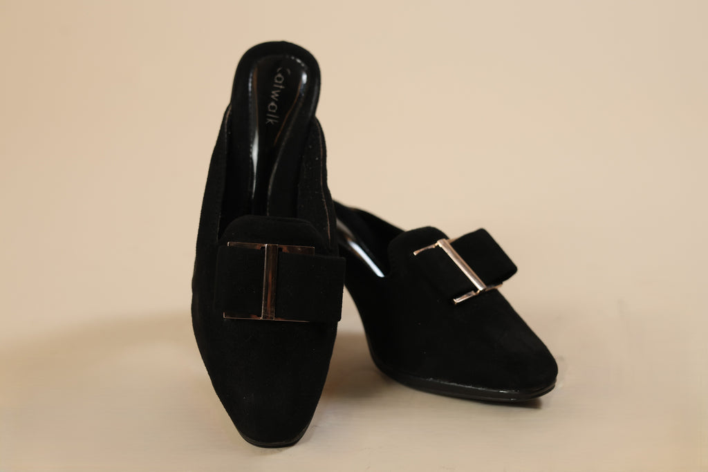 Black Slip-On Mules