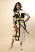 White Casual Shirt Dress with Attached Belt