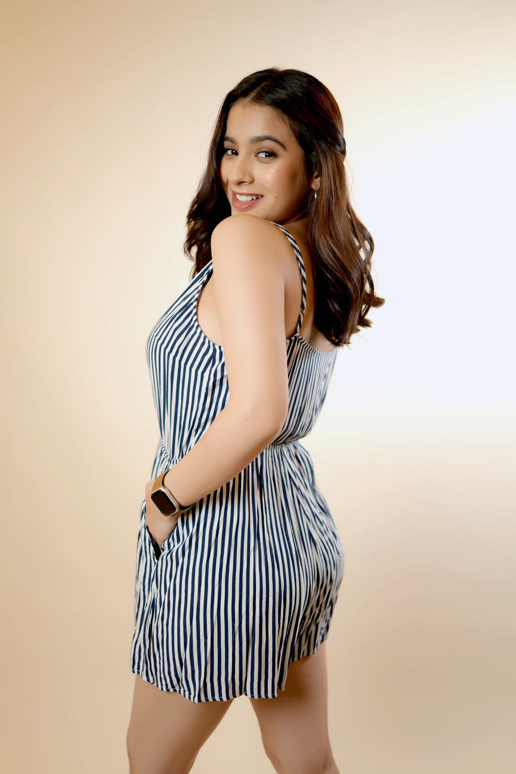 Casual Spaghetti Striped Jumpsuit