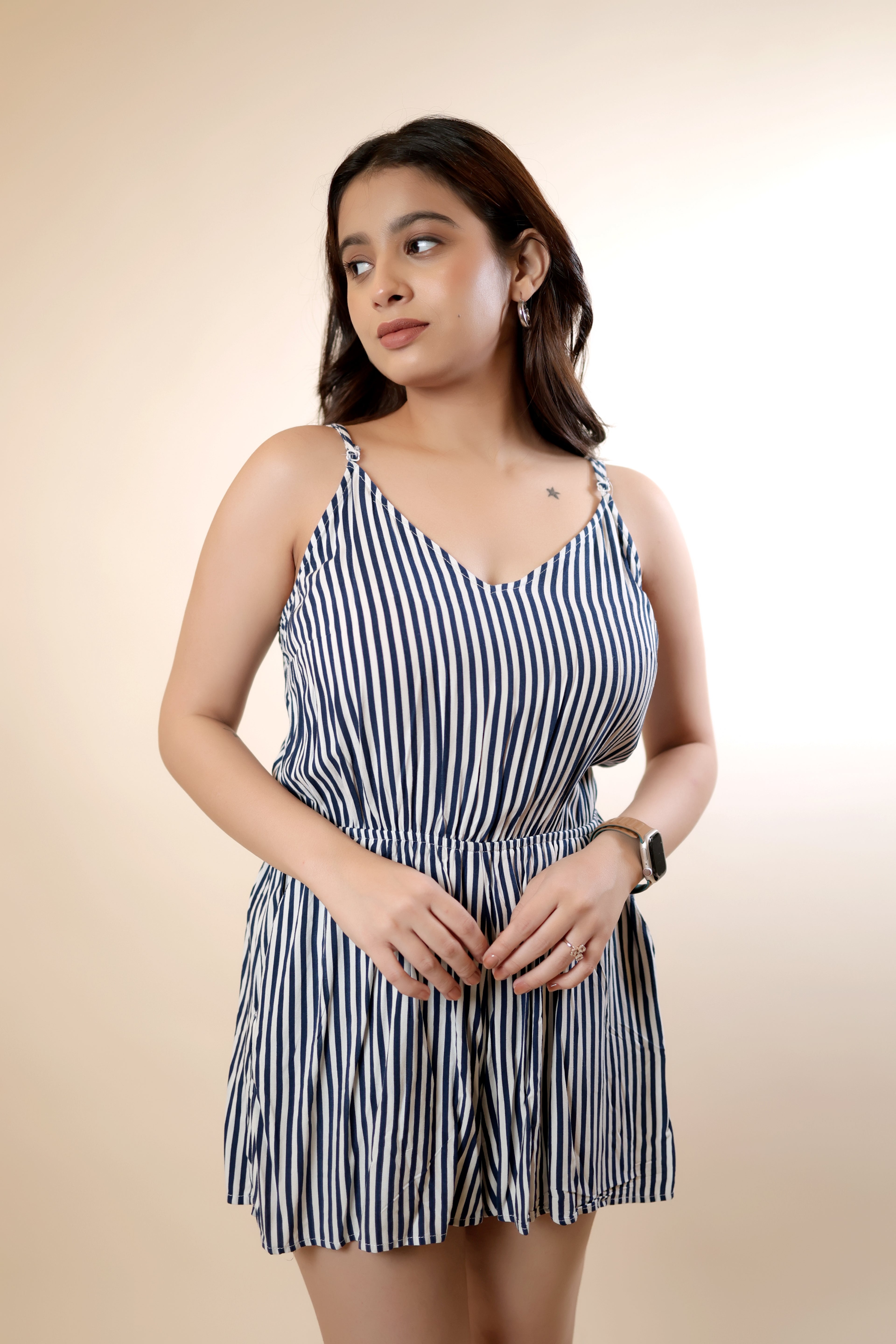 Casual Spaghetti Striped Jumpsuit