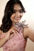 Blush Bloom One-Shoulder Organza Evening Gown