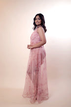 Blush Bloom One-Shoulder Organza Evening Gown