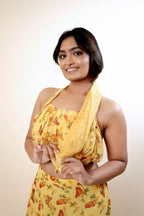 Retro Yellow Printed Top & Skirt Co-Ord Set