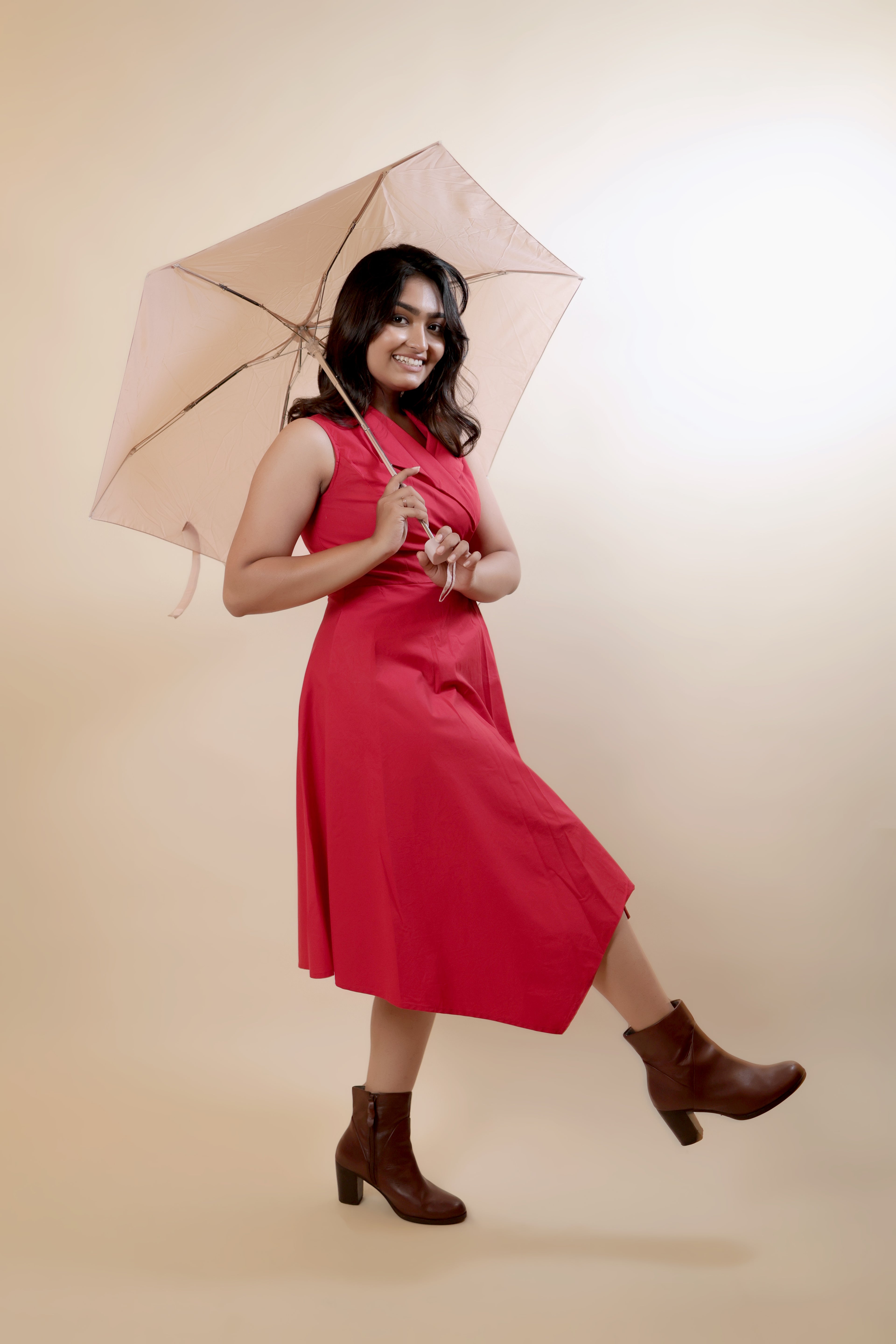 Red Overlap Corporate Dress