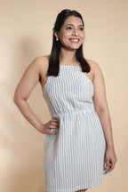 Casual Striped Mini Dress with Elastic Waist