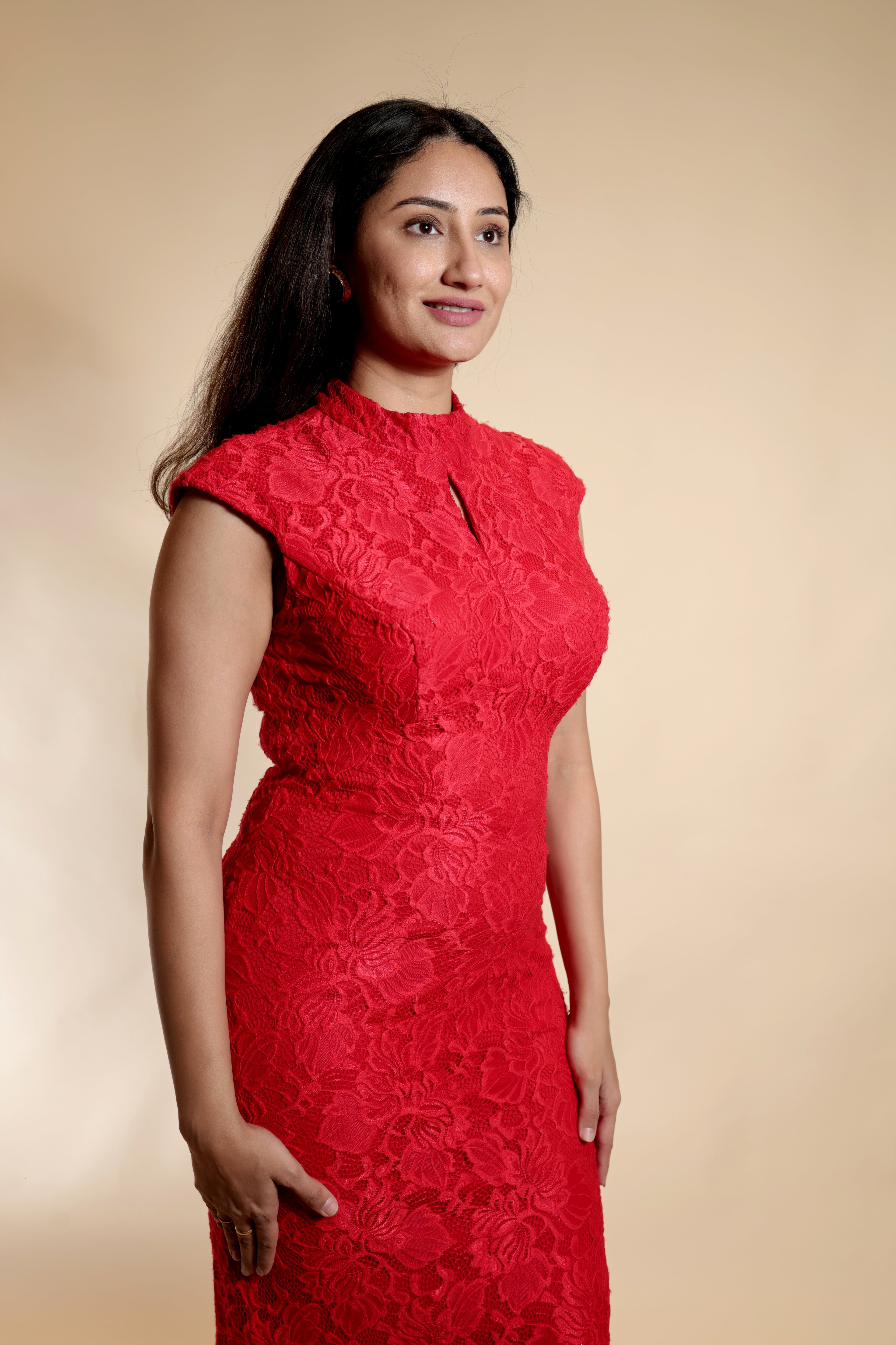 Red Floral Lace Mermaid Gown