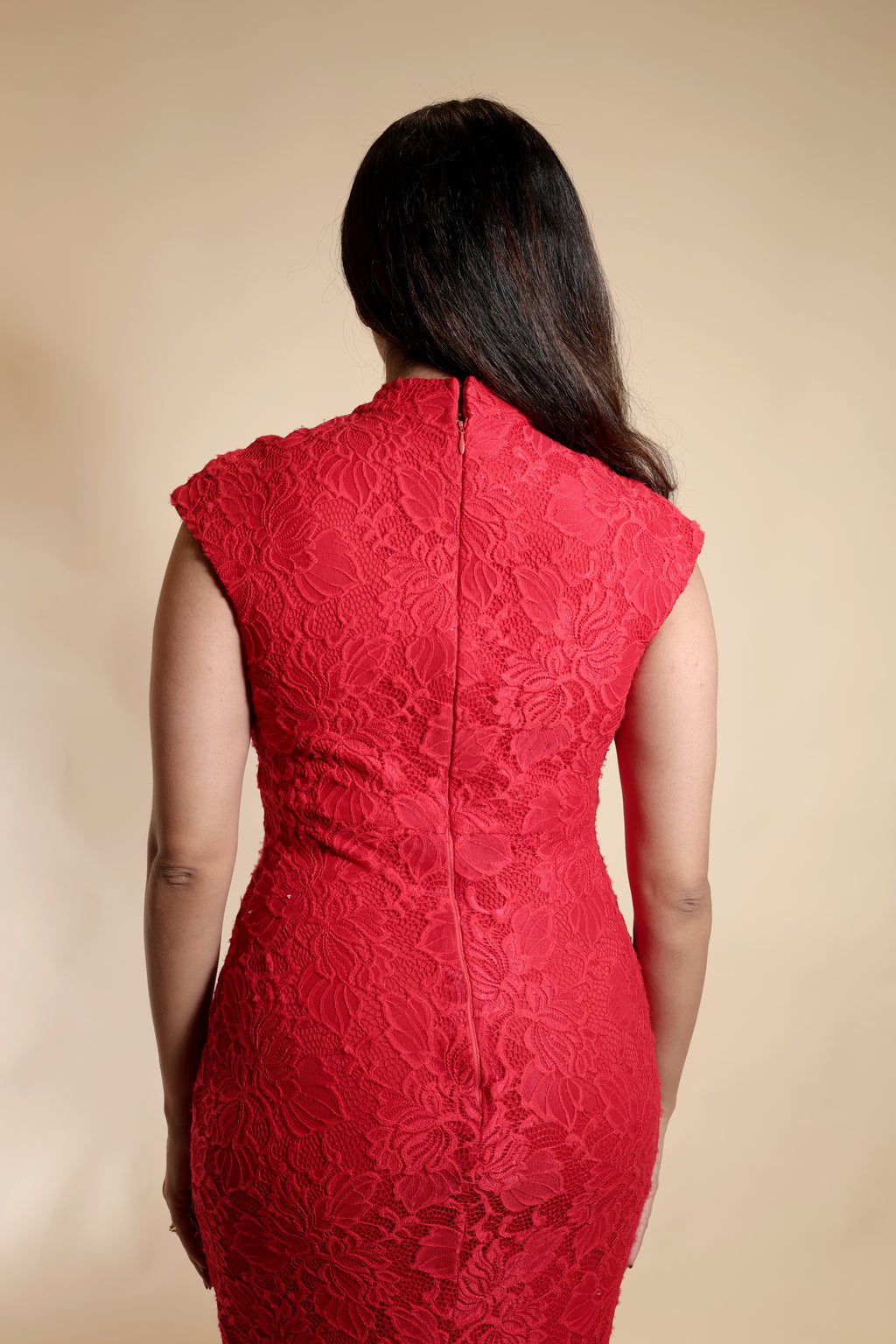 Red Floral Lace Mermaid Gown