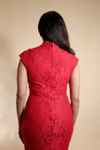 Red Floral Lace Mermaid Gown