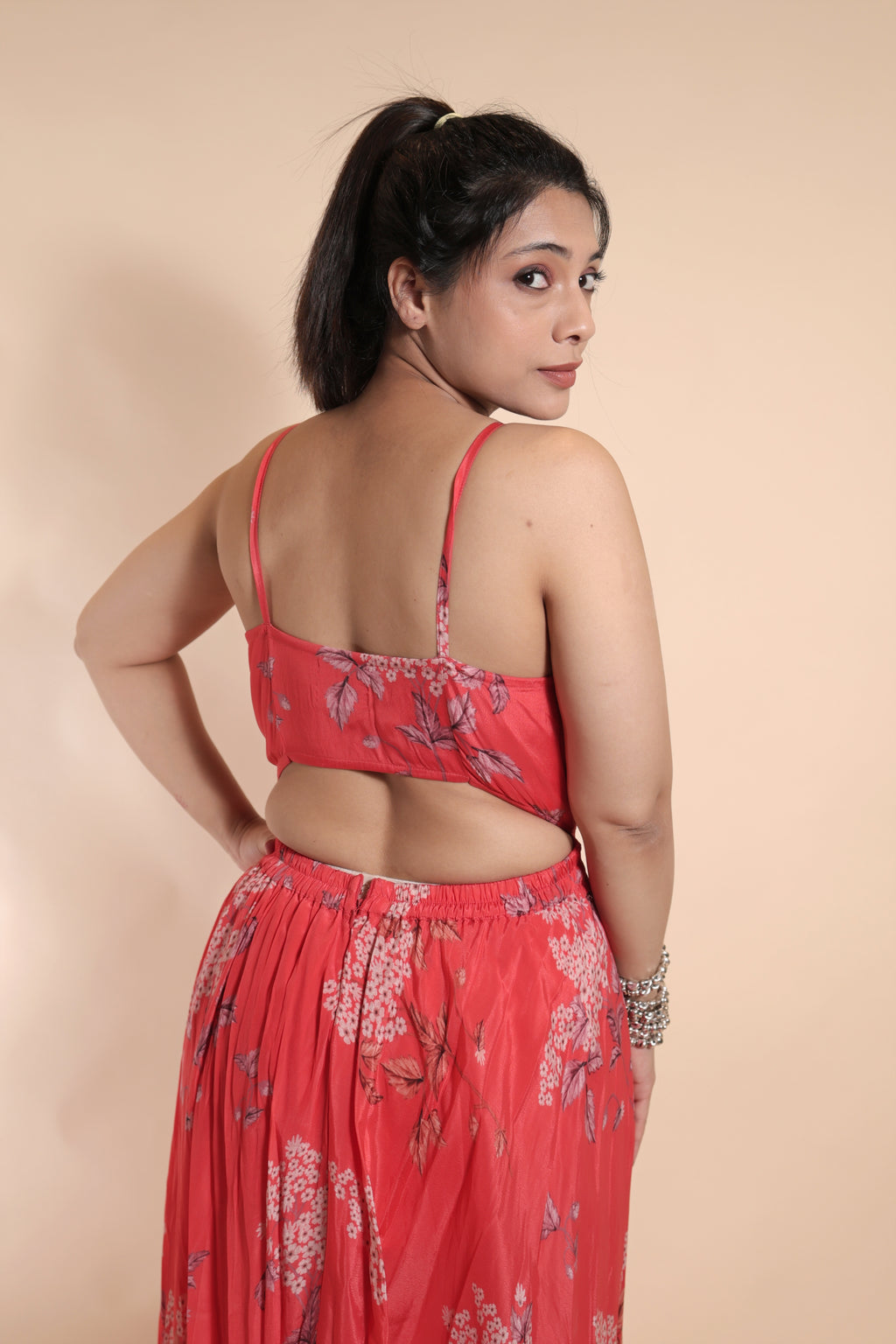 Floral Slit Cut-Out Dress