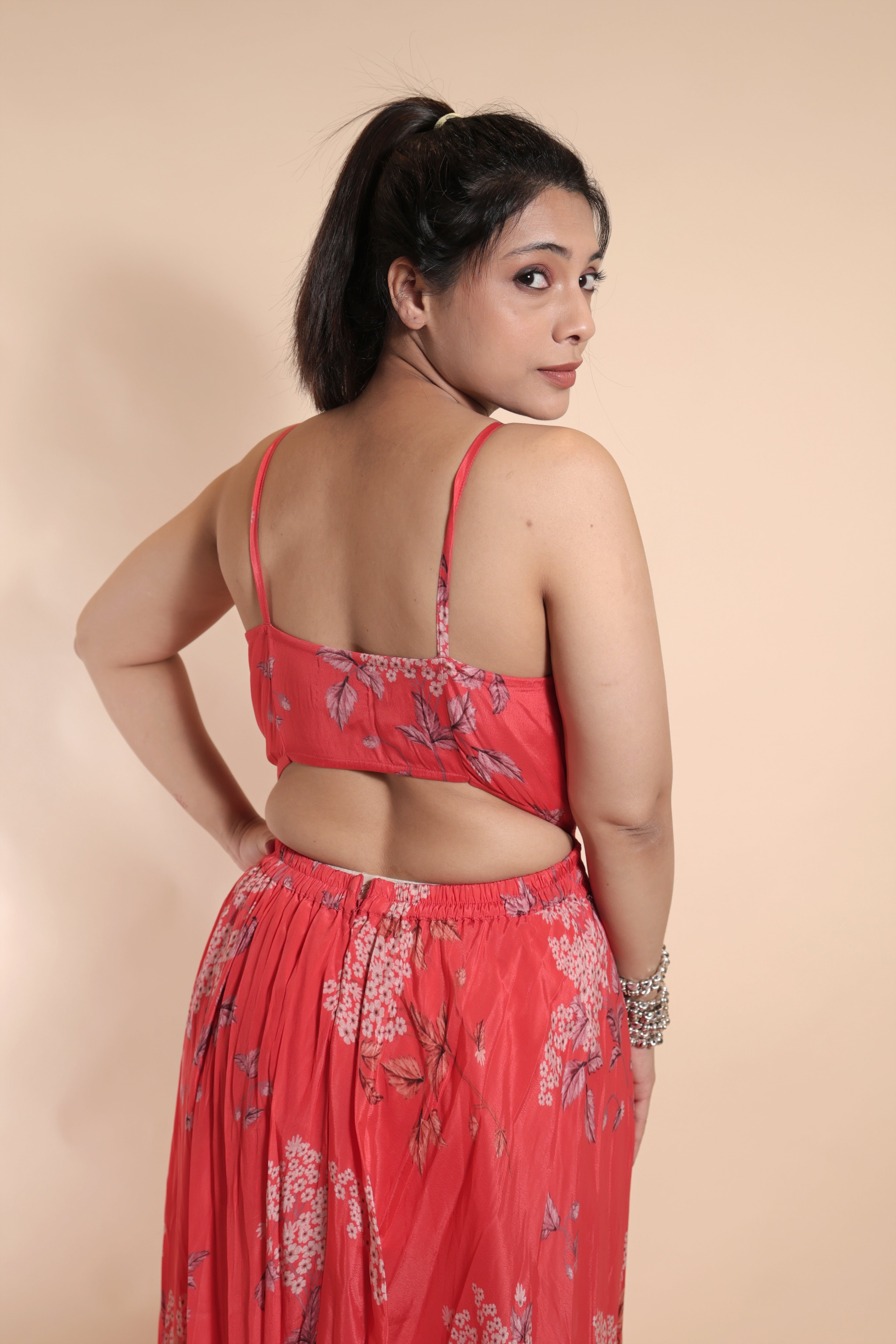 Floral Slit Cut-Out Dress