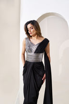 Metallic Belt Fusion Gown