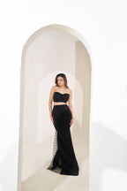 Black Sequin Strapless Mermaid Gown