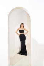 Black Sequin Strapless Mermaid Gown