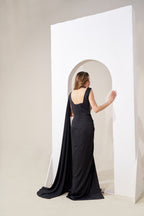 Metallic Belt Fusion Gown