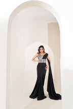 Metallic Belt Fusion Gown
