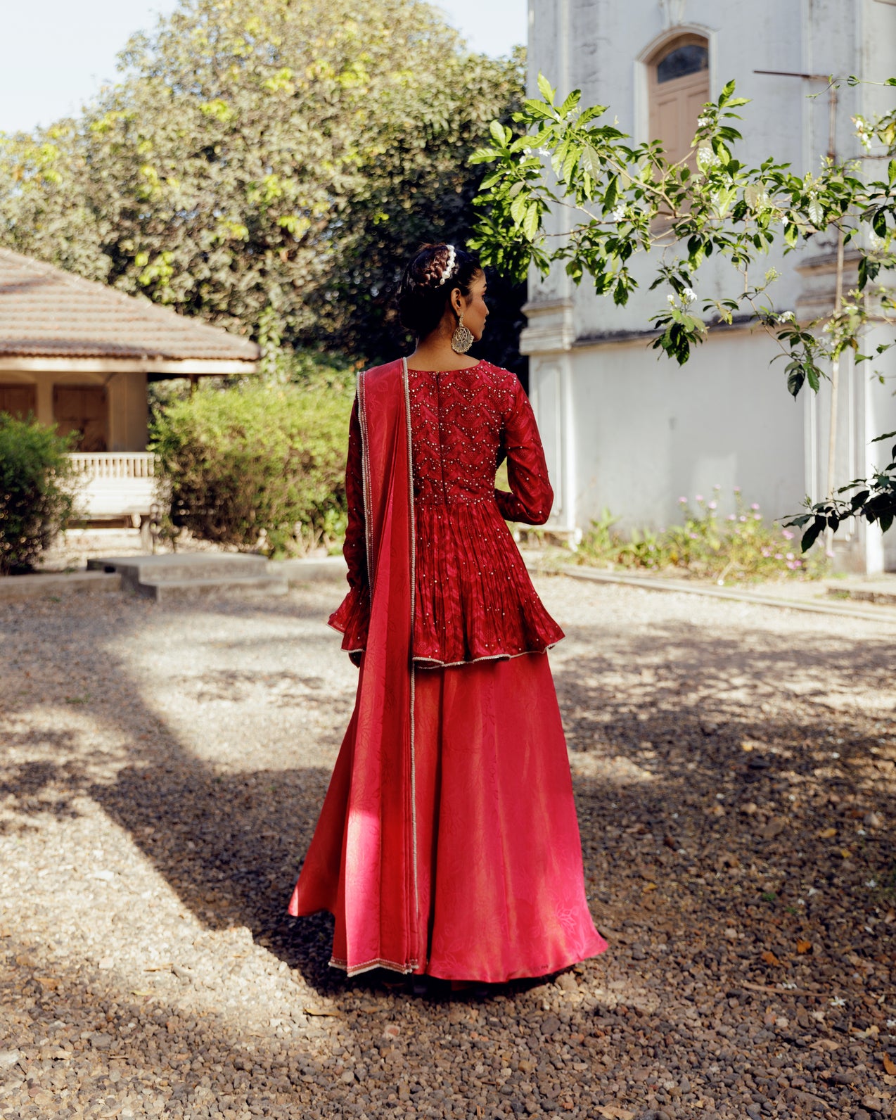 Classic Ruby Sharara with Dupatta