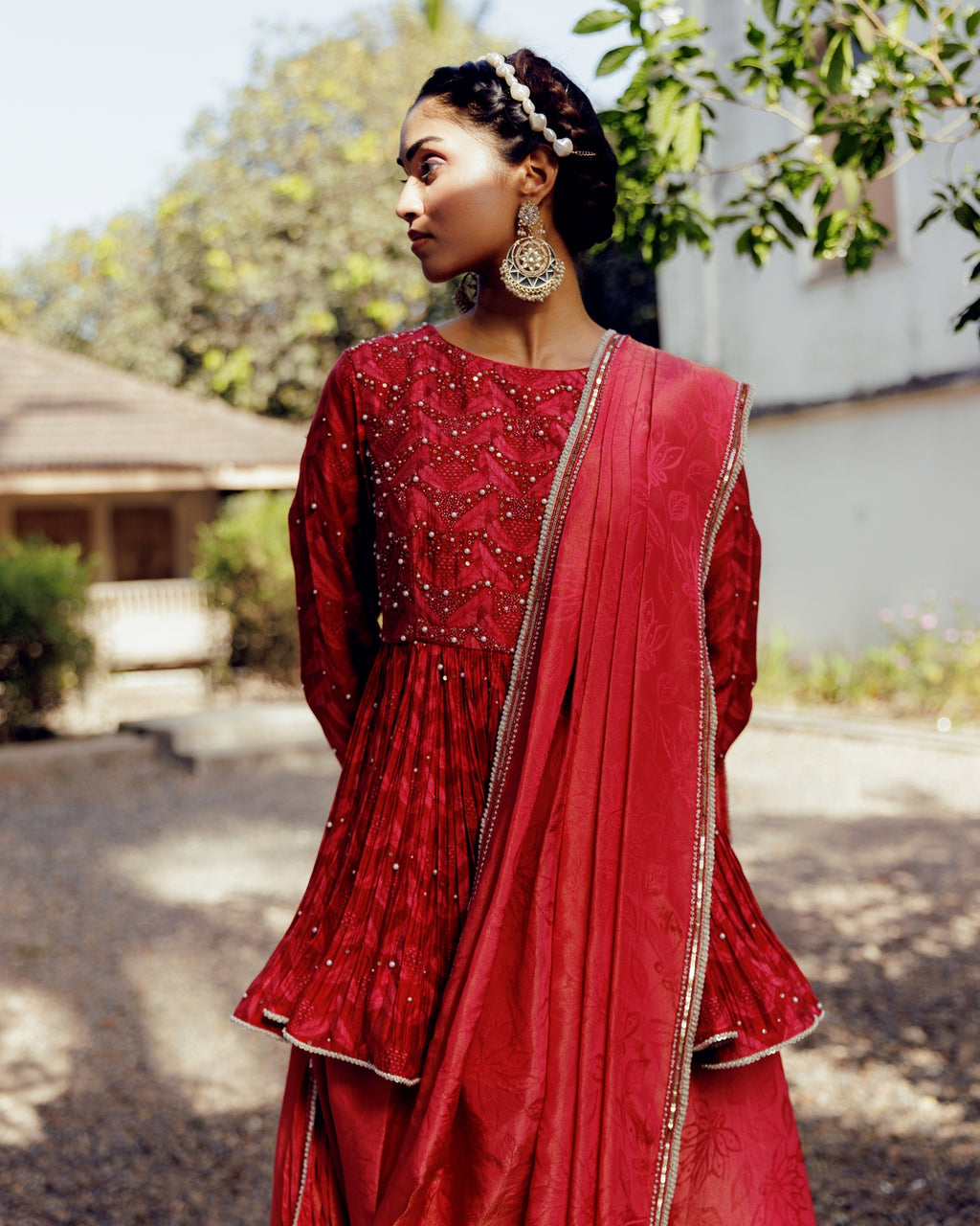 Classic Ruby Sharara with Dupatta