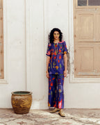 Midnight Iris Floral Print Kurta Set